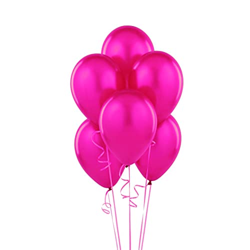 SHATCHI Metallic Colour Pearlized 12" Helium Quality Latex Balloons Birthday Wedding Anniversary Christening Christmas Communion Party Decoration Baloon, Fuchsia Pink, 100pcs