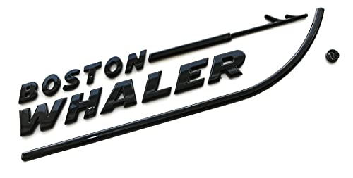 Image of 1pc Boston Whaler Emblem 3D Badge Nameplate Letter Size 8-3 /4 inch X 2 inch Peel and Stick (Glossy Black)