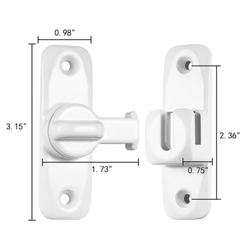 Image of INIRET 4 Packs Barn Door Latches,White 90 /180 Degree Gate Lock,Zinc Alloy Right Angle Door Lock Latch,Flip Gate Latches Hardware,Door Security Sliding Door Latch Lock fo Cabinets,Bathroom,Barn Door