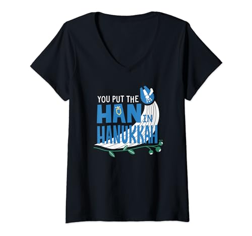 T-shirt Star Wars Hanukkah col V pour femme fan de pop culture et de Millennium Falcon