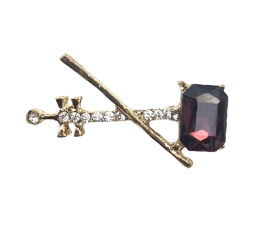 Unique Hammer Style Diamond Brooch With Ruby For Women And Men 3.5X2.5 Cm