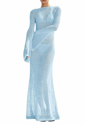 Saodimallsu Womens Crochet Cover Ups Long Sleeve...
