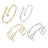 TenaLucy 4 Pièces Bracelet Manchette Femme bracelet de Bras au Design Ajouré Réglables Bangle Ensemble Ajustable