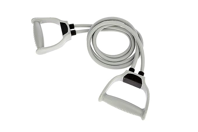 AHCP Double Toning Resistance Tube Heavy Quality Pull Rope Elastic Rubber Exercise Band for Stretching Workout, Home Gym and Toning with Heavy Quality D Shaped Handles for Men & Women