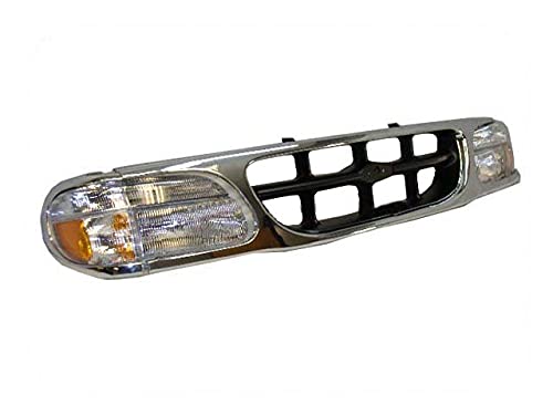 Package Bundle Chrome Grille Headlight Park Signal Light 5pc For Explorer Eddie Bauer XLT 95-01 FO2521130 FO2520130 FO2502122 FO2503122 FO1200374, silver
