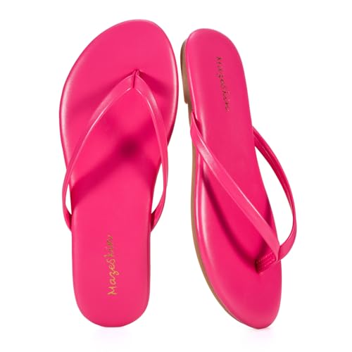 Mazeskin Women's Memory Foam Pink Flat Thong Sandals US8