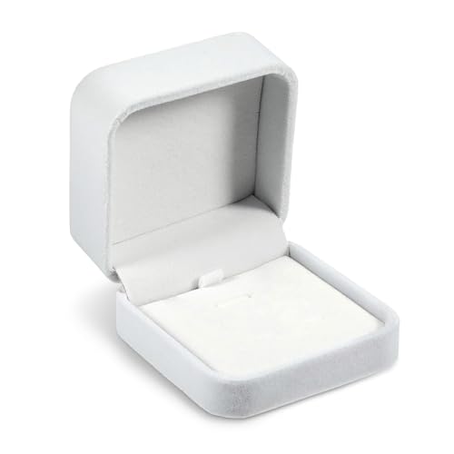 Cuicany Caja del Anillo de Terciopelo, Caja de Terciopelo para Colgantes, Estuche para Anillos para Bodas, Utilizado Para Collares, Colgantes, Centro Comercial Mostrador Joyería Display (Blanco)