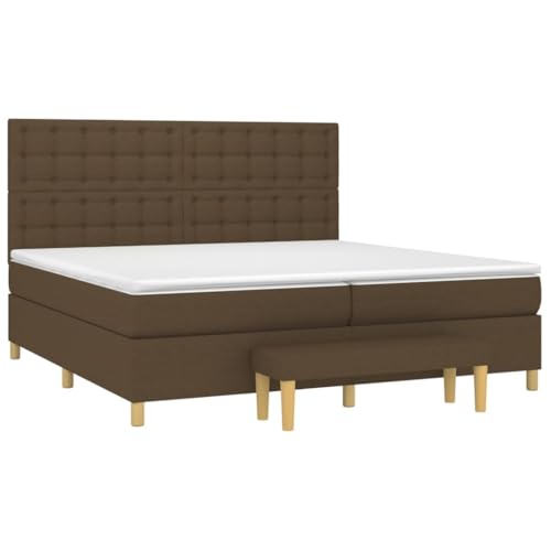 Boxspringbett, Seniorenbett Bett Bettgestell Bettrahmen Geeignet für Schlafzimmer Wohnungen Hotels Studentenwohnheim mit Matratze Dunkelbraun 200x200 cm Stoff – Bild 5