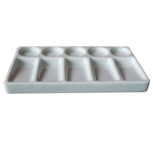 Paleta de cerámica para artistas y pintores de acuarela con porcelana blanca hecha a mano 2