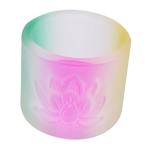 MOLUCKFU Water Cup Chinese Decor Clear Drinking Cups Lotus Decor Multi-function Altar Cup Multi-function Buddha Cup Devotional Bowl Pagan Offering Bowl Holy Water Bowl Ritual Colorful Glass