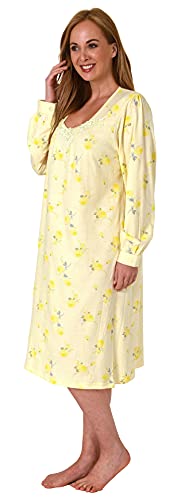 NORMANN-Waeschefabrik-Elegantes-frauliches-Damen-Nachthemd-mit-Spitze-105-cm-Laenge-Knopfleiste-am-Hals