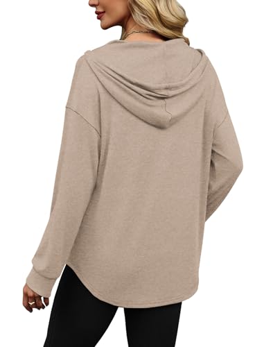 Image of Sampeel Hoodies for Women Trendy Fall Fashion 2025 V Neck Oversized Sweatshirt Plus Size Tops Clothes