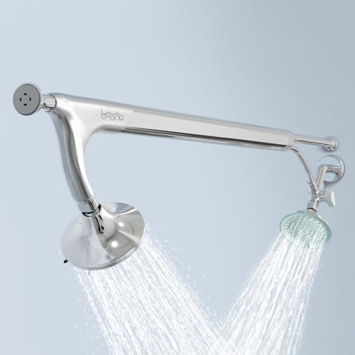 BOONA Original Tandem Shower as Seen on Shark Tank | Dual Shower Head for Couples | Max Water Pressure for Two | Easy Install (King Krome, Two Showerheads)