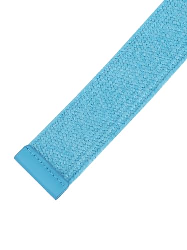 Women Woven Wide Stretch Belts, Straw Rattan Triangle Buckle Elastic Belt Waistband for Dress3