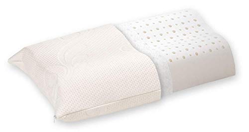 Primo Line - Almohada de látex anatómica, Cuello de Contorno, con Funda de Almohada extraíble 100% algodón, 100% algodón algodón, 70 x 38 x 12 cm