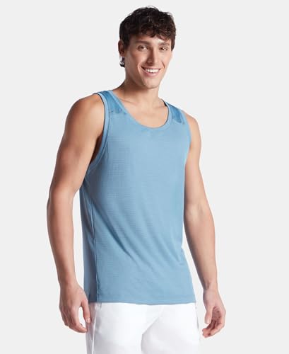 Image of Jockey MV57 Men Lightweight Microfiber Solid Active Wear Tank Top with Breathable Mesh