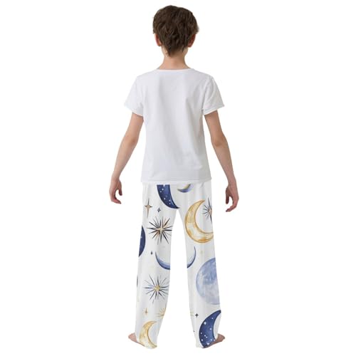 ZZXXB Moon and Star Boys Long Pants Soft Trousers Elastic Waist Kids Lounge Bottoms with Pockets S-XL3