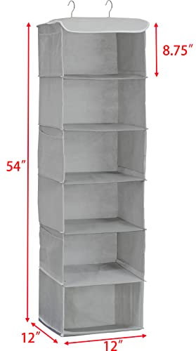 Simple Houseware Hanging Closet Organizers Storage, 6 Shelves, Gray #TOP2