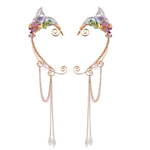 Elf Ear Cuffs, OwMell Handcraft Silver Pointed Fai...