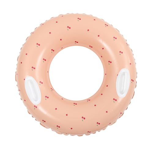 LIOOBO Inflatable Pool Float Ring Cherry Design with Handle and for Adults for Beach and Pool Parties Quick Inflate Swim Ring Tube for Summer Fun