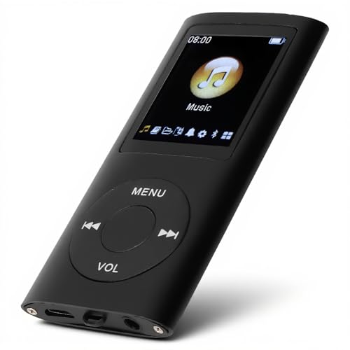 MP4 Player, Music Player, Lossless Sound, 1.8 Inch LCD Screen Portable Player, Media Audio Player with Earphone, Easy to Use (Black)