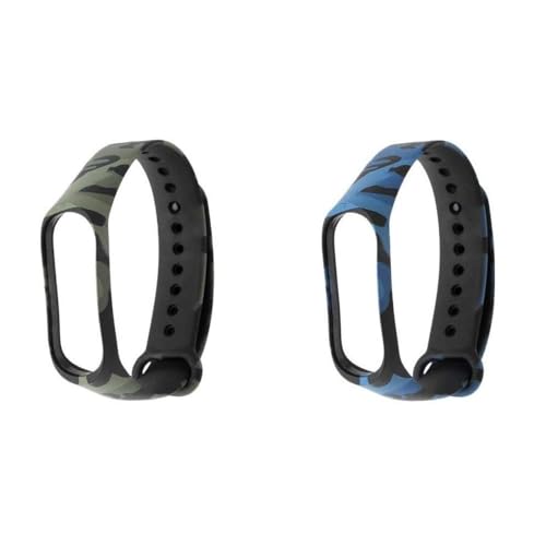 Image of Replacement Silicone Camouflage Army Style Band Strap for Xiaomi Mi Band 3(Device Not Included) (Green +Blue)