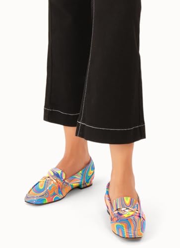 Image of Oh Mispares Womens Loafers Square Toe Low Heel Penny Loafers Fashion Comfortable Slip on Flats Casual Dressy Shoes for Women Work Office Patent Leather