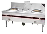 High Flame Gas Wok Stove 2 Wok Burners Stainless Steel Cooking Stove for Chinese Cooking Cuisine