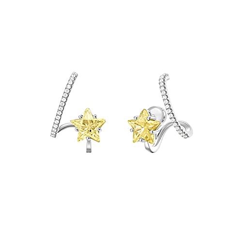 Rich-full stud earrings for women Hand-set brilliant yellow cubic zirconia stud earring,925 Silver