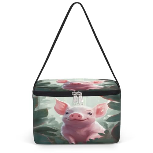Cartoon Pig Lunch Bags for Women Men 9 Cans, Hot & Cold Food Delivery Bag Insulated Grocery Bag Insulated Lunch Box Pig Cooler Bag for Office Work Picnic Beach