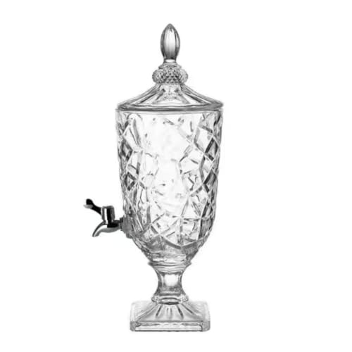 Wyazzivガラス製ドリンクディスペンサー 蛇口付きドリンクサーバー 大容量で梅酒・果実酒・ジュースを貯蔵 家庭用・商業用・業務用に適し 屋外でも使用可能 ドリンクピッチャー機能も兼ね (D,3L)