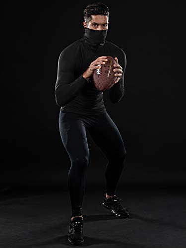 Drskin Men's Mask Turtleneck Compression Shirts Top Long Sleeve Sports Baselayer Running Athletic Workout (Turtleneck Sb01, S) #TOP4