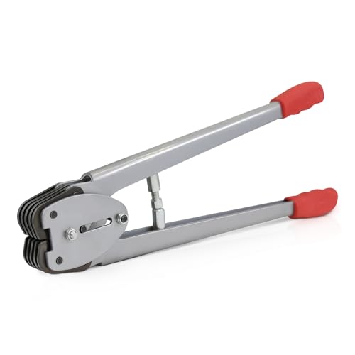 Image of Strapping Sealer /Crimper for 1 /2 inch-5 /8 inch Polypropylene (PP) Strapping Band Manual Banding Tool with 15 inch Extended Handle (red)