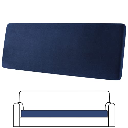 Qiden Velvet Stretch Couch Cushion Covers L Shape Separate Cushion Couch Chaise Cover Elastic Furniture Protector For Both Left/Right Sectional Couch-Navy-3-Seat #TOP4