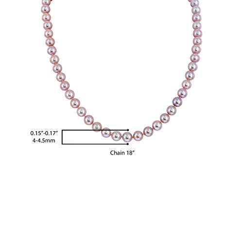 14K White Gold or Yellow Gold AAA Pink Freshwater Cultured Pearls Silk-Knotted 18inch Princess Pearls Strand Necklace - Choice of Pearl Size & Clasp Gold Color3
