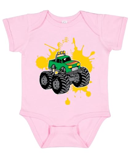Wild Bobby Green Monster Truck with Firey Flames Cars and Trucks Baby Creeper Boys Girls Infant Bodysuit