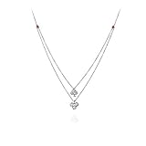 Collar con colgante de oro de 18 quilates para mujer, forma de póquer de plata, diamante de talla redonda de doble capa