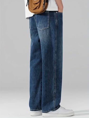 Image of GRECIILOOKS Men Jeans || Baggy Fit Jean's for Man || Loose Fit High Rise Denim || Stretchable Casual Wear Jean,s || Dance Rap Rapping Style Pant for Men || Denim Cotton Jeans