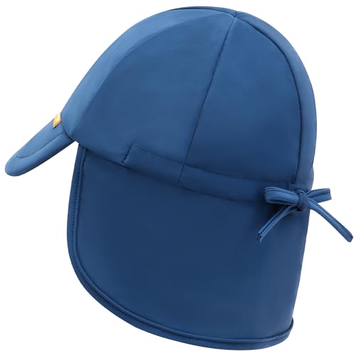 Image of Duoyeree UPF 50+ Baby Sun Hat, Neck Flap Protection for Toddlers | UV shield, stretch nylon spandex, adjustable back drawstring, machine washable, foldable for beach travel, sizes 0-5T