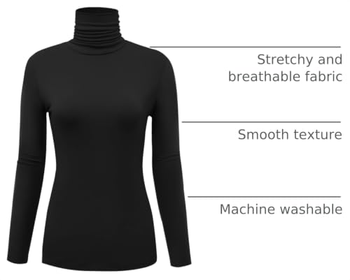 Image of AUHEGN Women's Long Sleeve Lightweight Turtleneck Top Slim Fit Pullover T-Shirt (S-XXL)