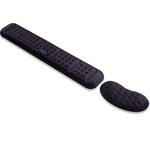 BRILA Upgraded Ergonomic Keyboard and Mouse Wrist Rest Support Cushion Pad Set - Comfy Soft Memory Foam Gel Padding & Non-Slip Palm/Hand/Wrist Pain Relief Rest Pad for Office Work, PC Gaming, Laptop