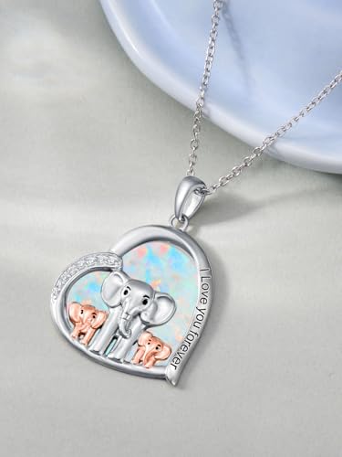 Mom Necklace 925 Sterling Silver Mama Elephant/Sloth/Bear Pendant Necklace with 1-5 Cubs Mothers Day Gifts Jewelry for Women3