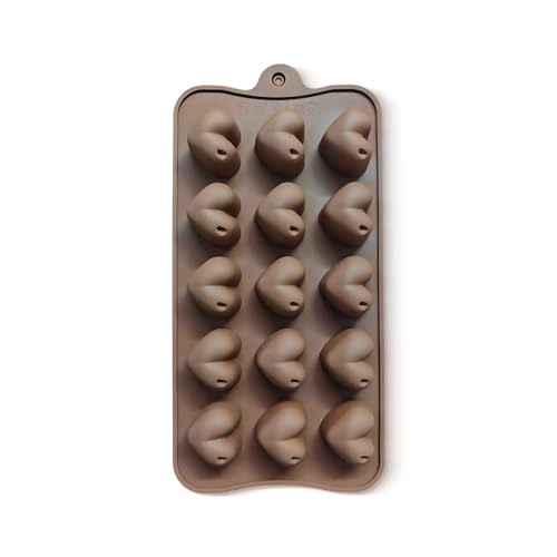 Image of HS Heart Silicone Mould, Non-Stick Food Grade Silicone Mould for Chocolate, Candy, Jelly & Ice Cube (Brown)