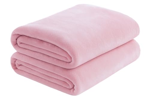 Adore Home Flannel Fleece Blanket Ultra Soft Cosy Plush Throw For Bed Sofa Snuggly, Blush Pink, 100x150cm
