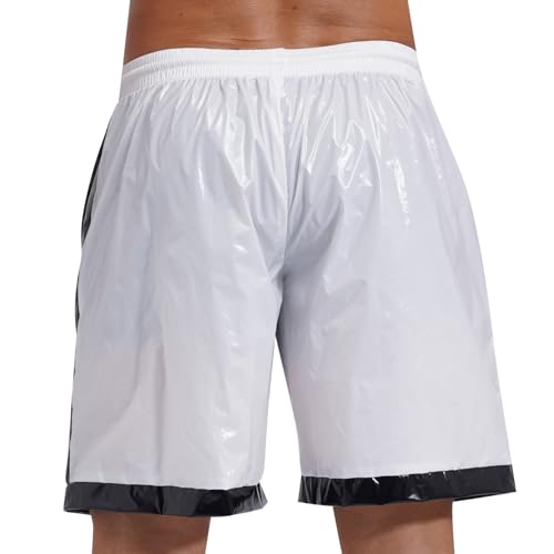 CHICTRY Mens Wet Look Boxer Shorts Drawstring Elastic Waist Pockets Beach Shorts Swim Trunks Loungewear4