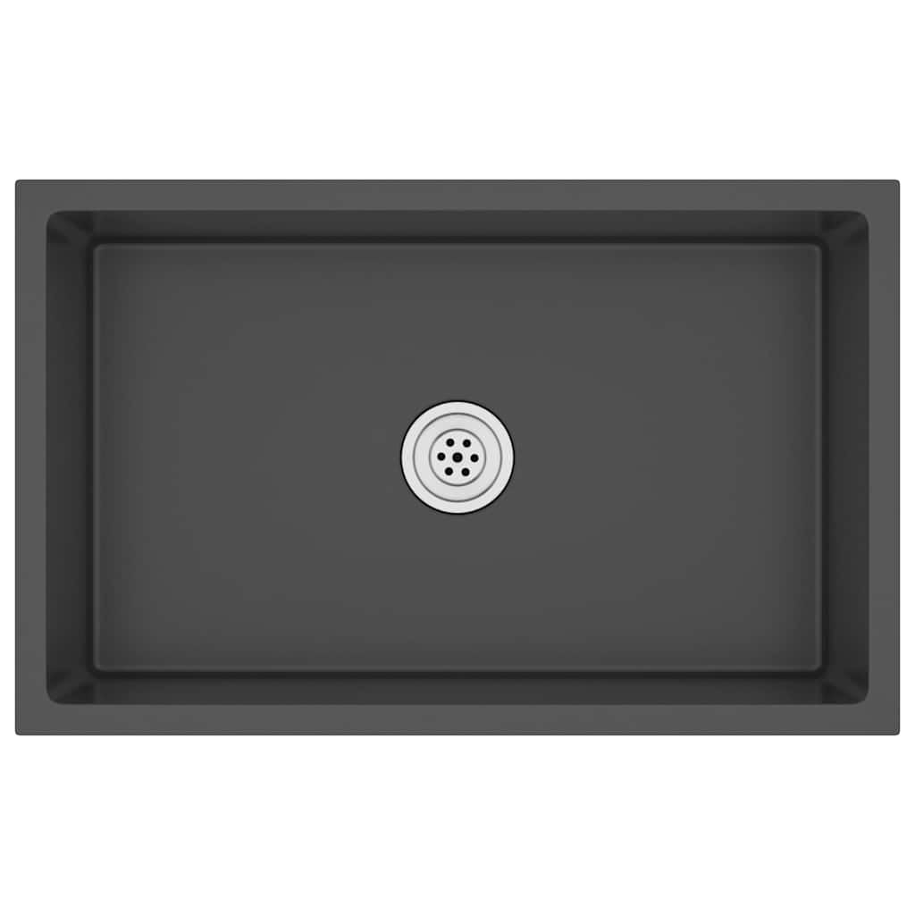 vidaXL Handmade Kitchen Sink Dining Room Plumbing Fixture Utility Waste Sink Under-Mount Kitchen Basin Black Stainless Steel โ image 1