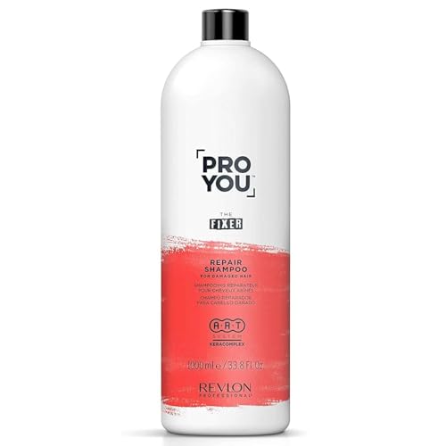 REVLON PROFESSIONAL ProYou Champú Reparador para Cabello Dañado, Suavidad y Brillo Instantáneo y Duradero, Tratamiento Intensivo Cabello Enriquecido con KeraComplex, Gama Reparadora The Fixer, 1000ml