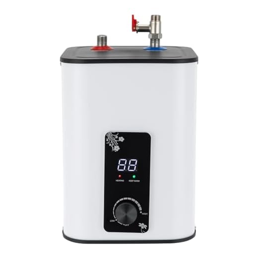 MINRS Calentador de agua caliente de 8 litros, para debajo de la mesa, 1500 W, pequeño depósito de agua caliente resistente a la presión con función de termostop, caldera bajo el escritorio, 0 – 65 ℃,