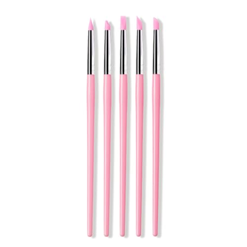 5 Pieces Professional Nails Art Tools Silicone Brushes For Baking And Modeling For Beginners And Professional