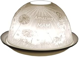 Cello Porcelain Tealight Holder Dome, Amazing Mam Tealight Candle Holder, A candle holder projecting a 3D image or loving message. Suitable to be used with scented and unscented tealights - Mam Gifts